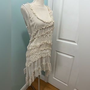 Lovely cream Velvet & Lace Johnny Was Blouse dress for Love & and Liberty sz M